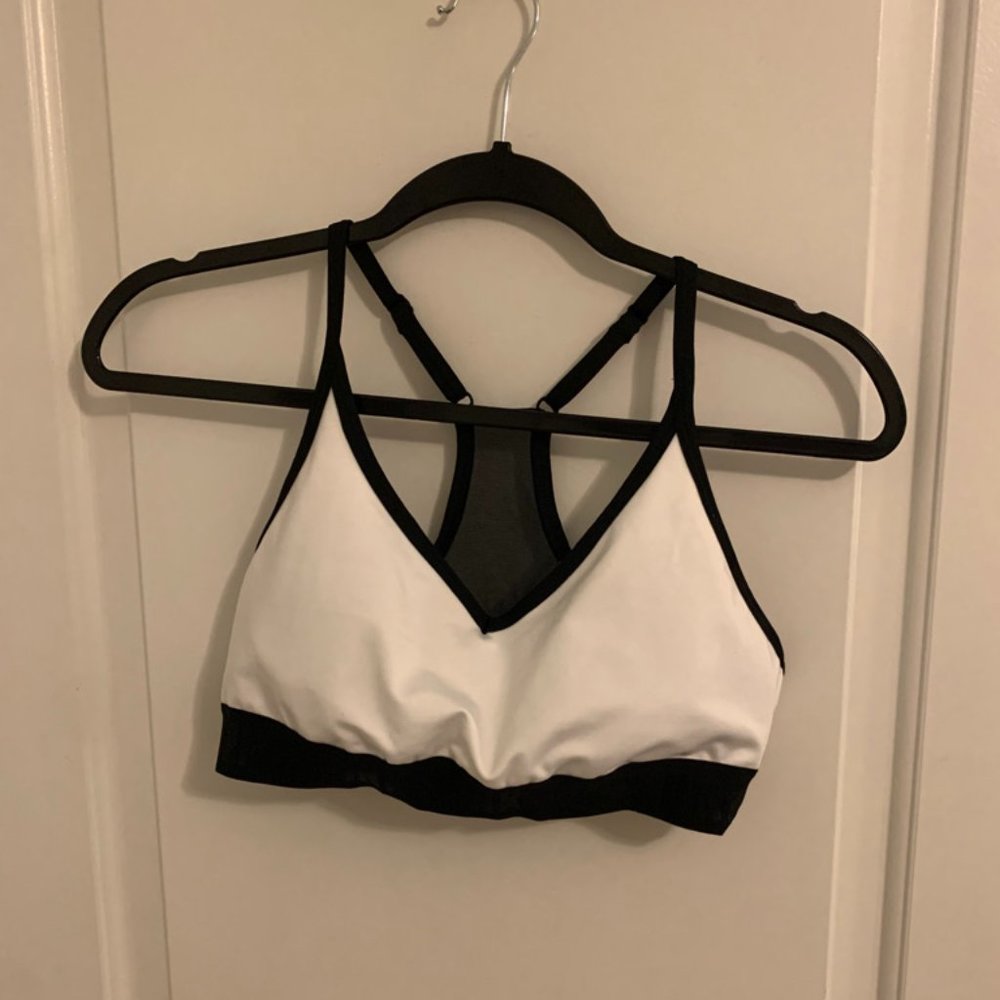 PINK white sports bra